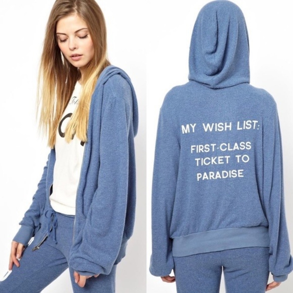 Wildfox Baggy Beach Zip Up Blue - My Wish List: First-Class Ticket to Paradise